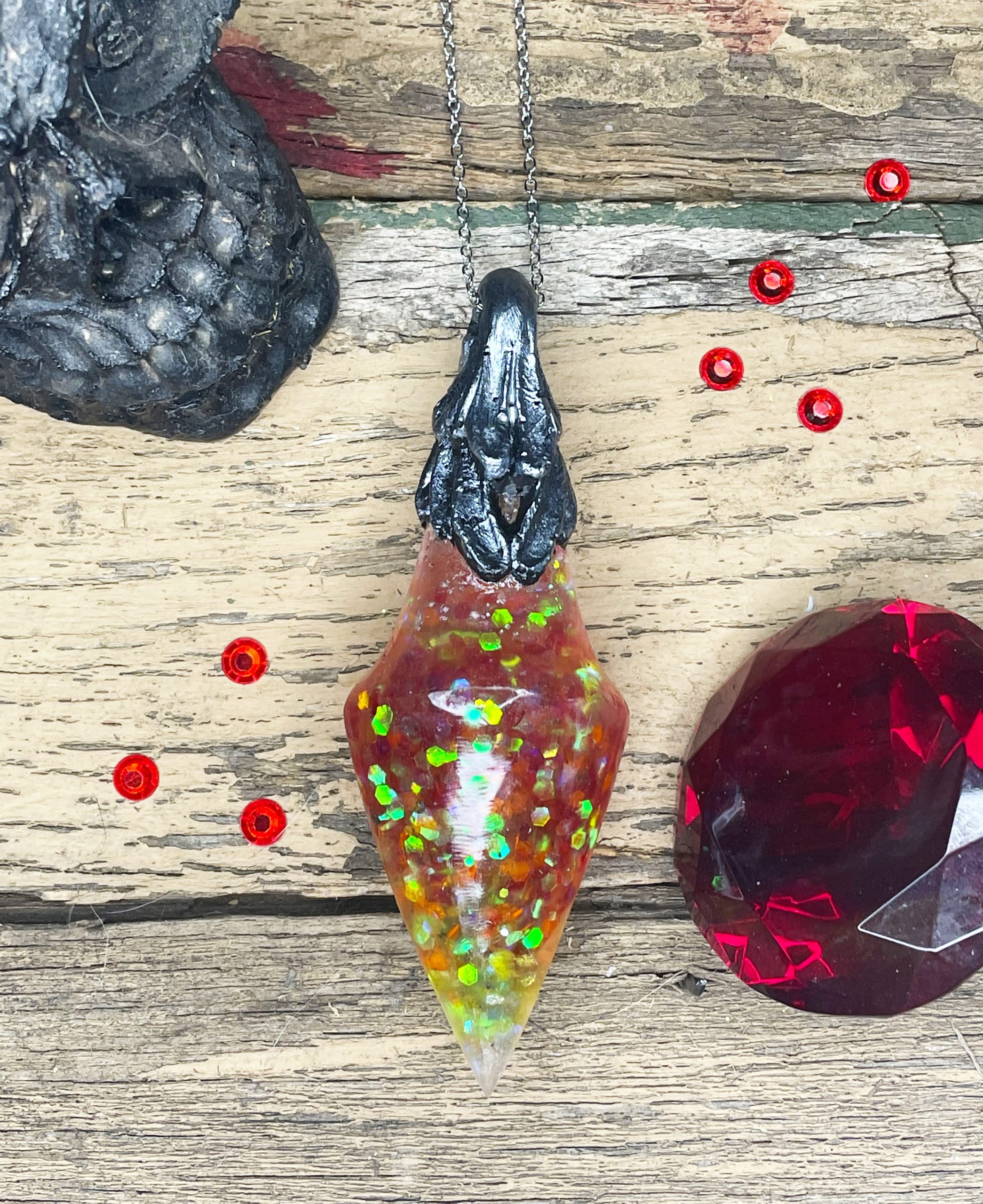 Red, and Glitter Goddess Pendulum – Tentacle Spine